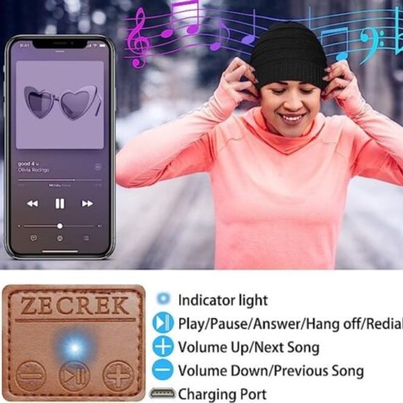 Beanie  Bluetooth Play Music Unisex - Picture 4 of 4
